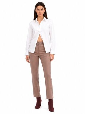 Reitmans Buttery Soft Brown Taupe Faux Leather Straight Leg Pants – Size 10 EUC